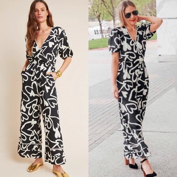 NWT Anthropologie Farm Rio Sinead Hearts Jumpsuit Size XL Petite - Picture 5 of 7